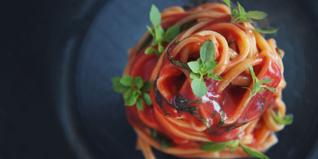 Spaghetti alla Chitarra with Tomato and Basil Sauce