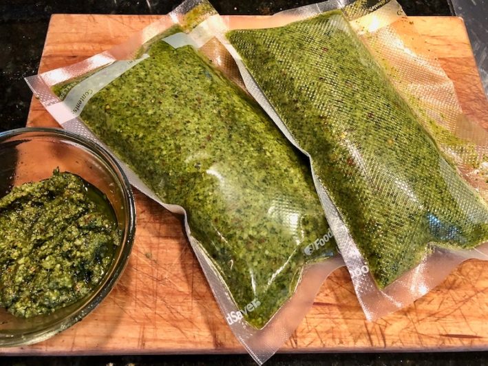 Vacuum Sealing pesto