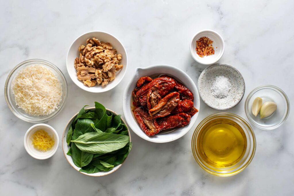 Ingredients for Sun Dried Tomato Pesto