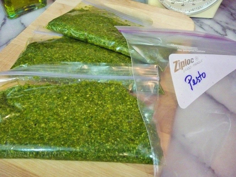 Vacuum sealing is an effective way to extend the shelf life of basil pesto.