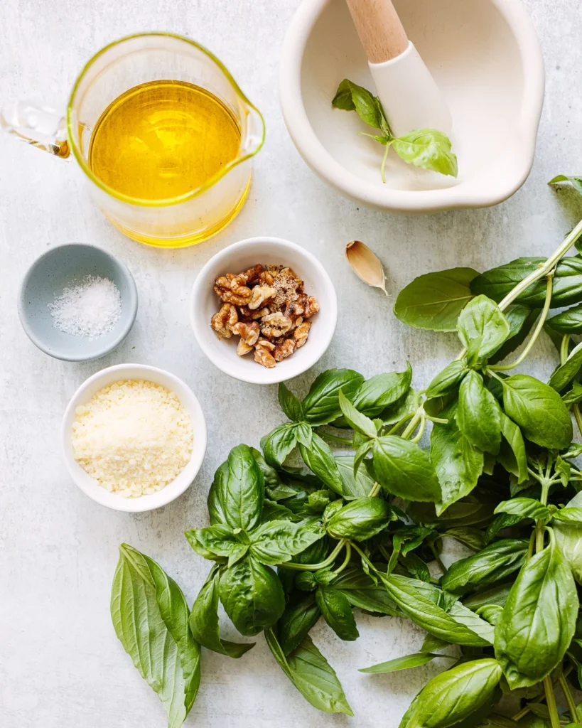 following ingredients for BASIL PESTO