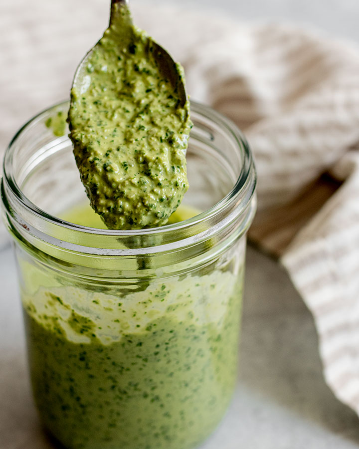 Refrigerated basil pesto typically lasts for about 5 to 7 days