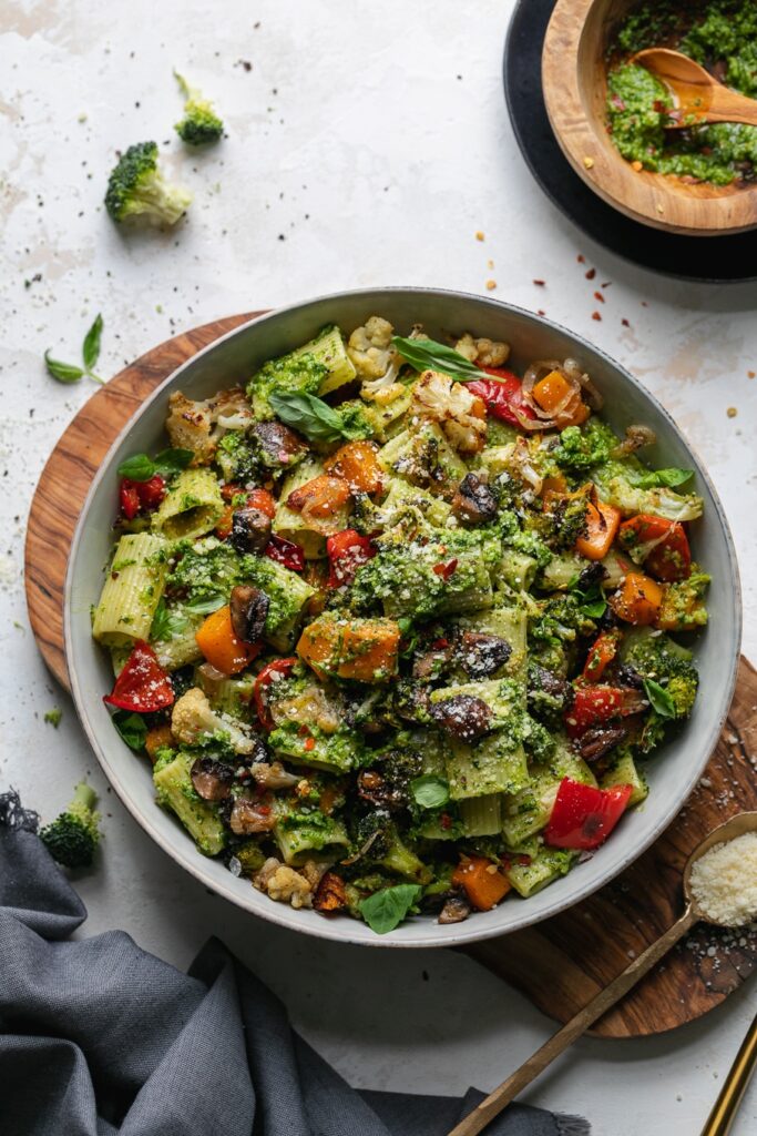 Pesto + Roasted Vegetables looks so delicious