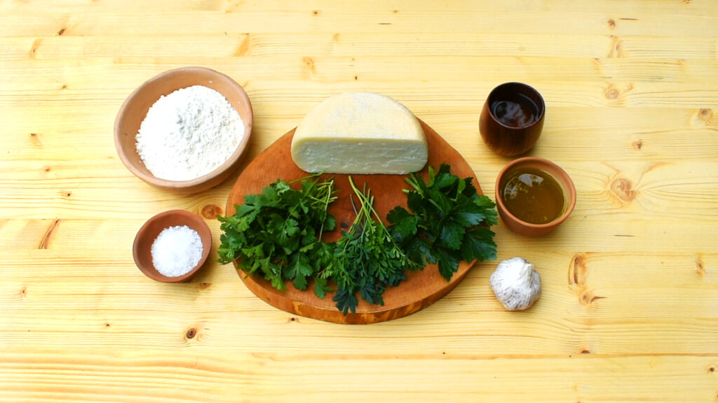 moretum, made with garlic, herbs, cheese, and olive oil