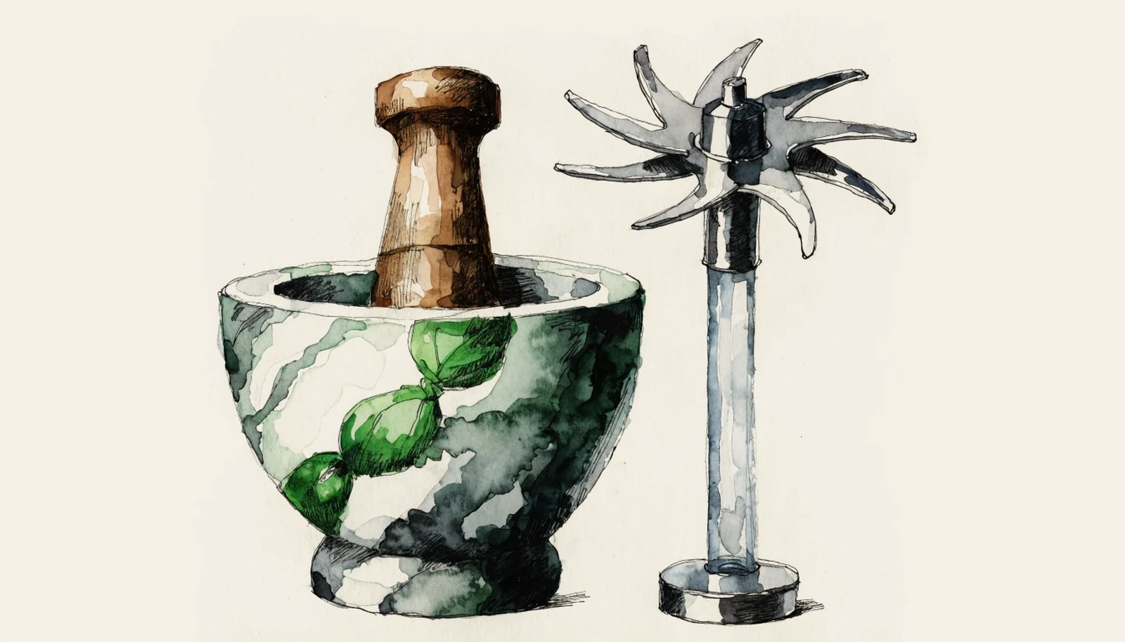 Mortar Against Blender for Pesto, and What Each Does to Basil
