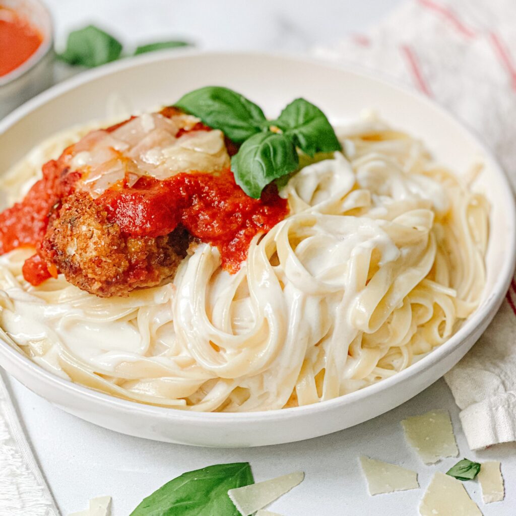  chicken parmigiana, and fettuccine Alfredo