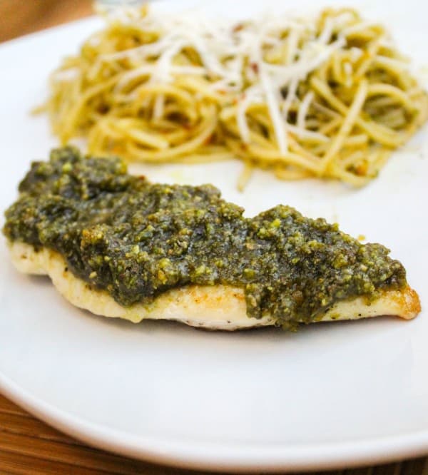 Pistachio Pesto on Grilled Chicken