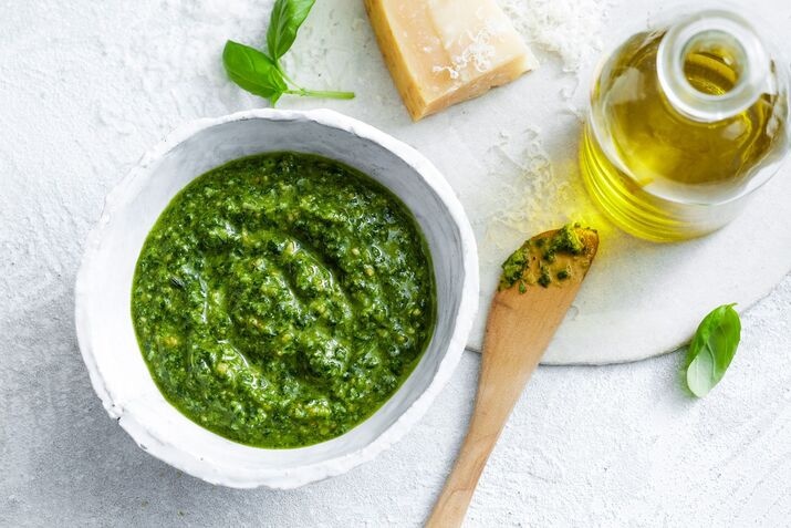 basil pesto in a bowl